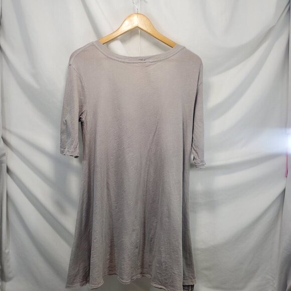Free People Tunic Tee Short Sleeve USA light Grey Cotton Oversized Boho M (A-10) - Picture 3 of 9